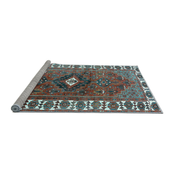 Sideview of Machine Washable Persian Light Blue Traditional Rug, wshtr2830lblu