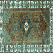 Square Machine Washable Persian Turquoise Traditional Area Rugs, wshtr2830turq