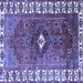 Square Machine Washable Persian Blue Traditional Rug, wshtr2830blu