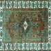 Square Persian Turquoise Traditional Rug, tr2830turq