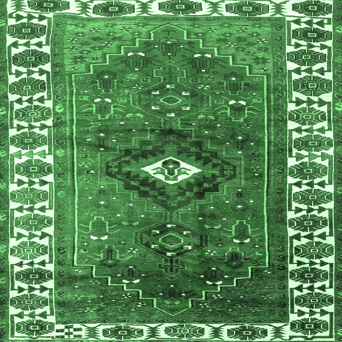 Square Machine Washable Persian Emerald Green Traditional Area Rugs, wshtr2830emgrn