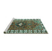 Sideview of Machine Washable Persian Turquoise Traditional Area Rugs, wshtr2830turq