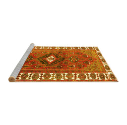 Sideview of Machine Washable Persian Yellow Traditional Rug, wshtr2830yw
