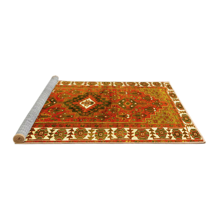 Sideview of Machine Washable Persian Yellow Traditional Rug, wshtr2830yw
