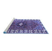 Sideview of Machine Washable Persian Blue Traditional Rug, wshtr2830blu