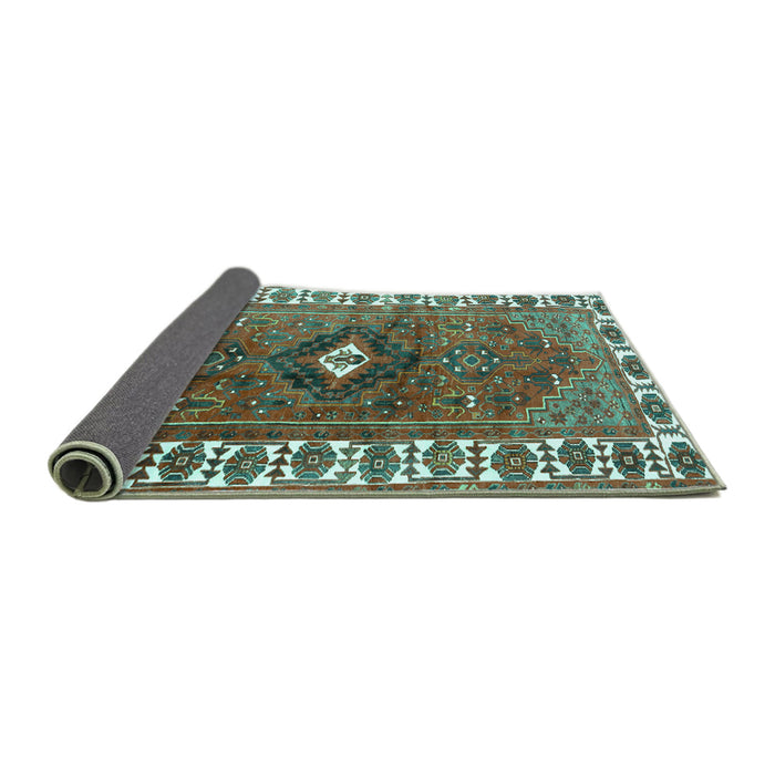 Sideview of Persian Turquoise Traditional Rug, tr2830turq