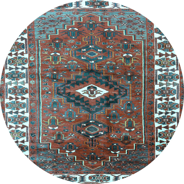 Round Machine Washable Persian Light Blue Traditional Rug, wshtr2830lblu