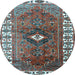 Round Machine Washable Persian Light Blue Traditional Rug, wshtr2830lblu