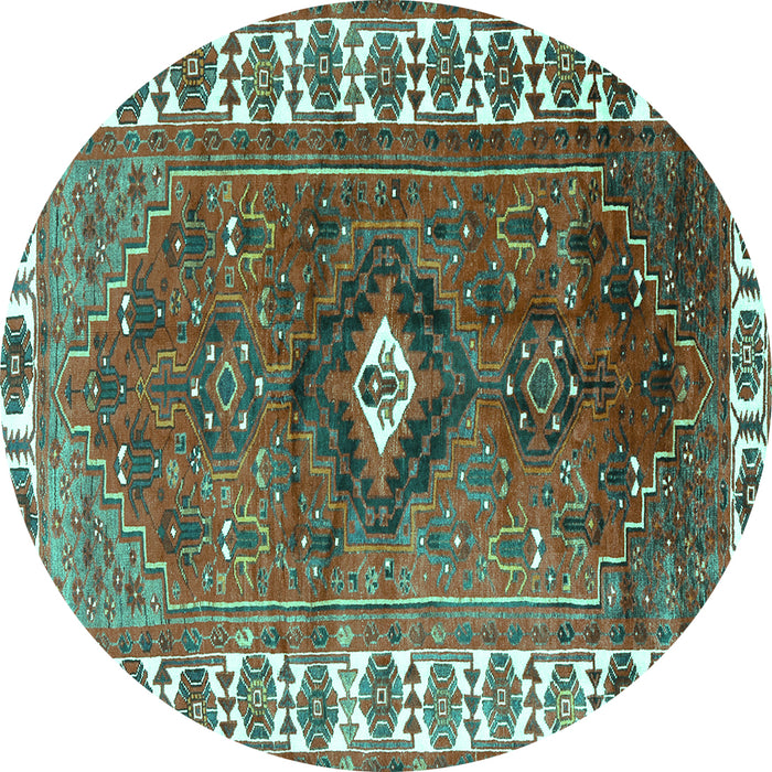 Round Machine Washable Persian Turquoise Traditional Area Rugs, wshtr2830turq