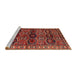 Sideview of Machine Washable Traditional Dark Gold Brown Rug, wshtr2831