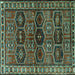 Square Machine Washable Persian Turquoise Traditional Area Rugs, wshtr2831turq