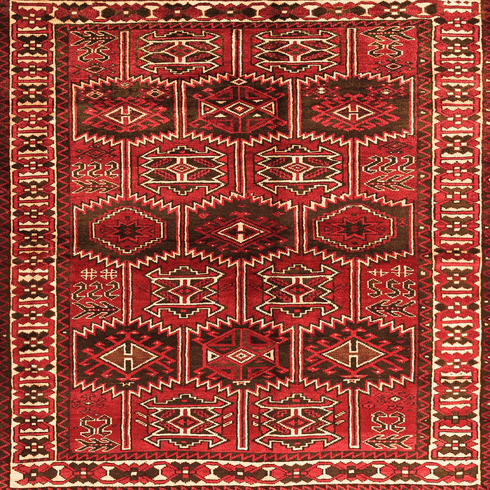 Round Machine Washable Persian Orange Traditional Area Rugs, wshtr2831org