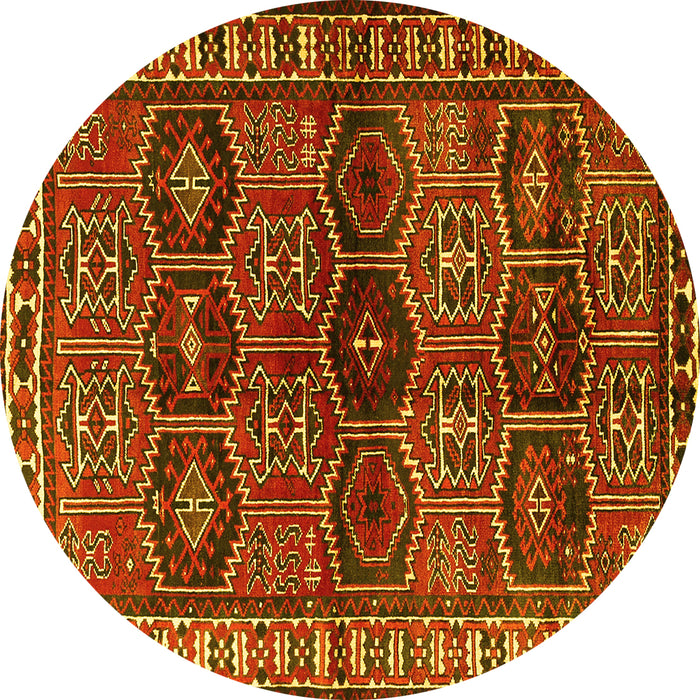 Round Persian Yellow Traditional Rug, tr2831yw