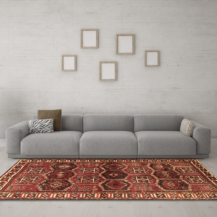 Machine Washable Persian Brown Traditional Rug in a Living Room,, wshtr2831brn