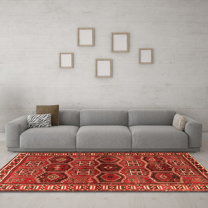 Machine Washable Persian Orange Traditional Area Rugs in a Living Room, wshtr2831org