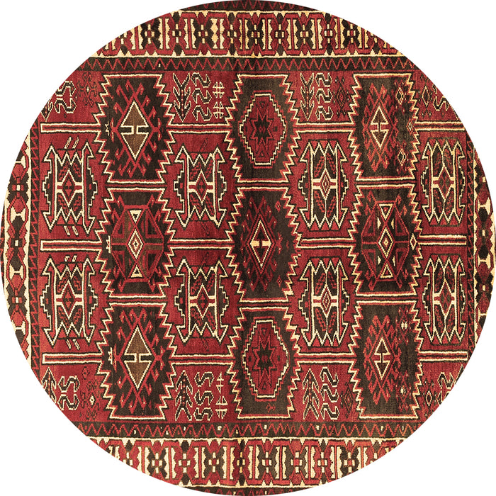 Round Persian Brown Traditional Rug, tr2831brn