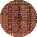 Round Persian Brown Traditional Rug, tr2831brn