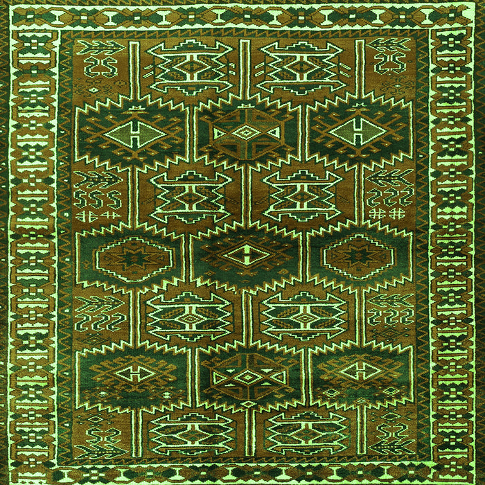 Round Machine Washable Persian Green Traditional Area Rugs, wshtr2831grn