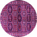 Round Machine Washable Persian Purple Traditional Area Rugs, wshtr2831pur