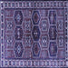 Square Machine Washable Persian Blue Traditional Rug, wshtr2831blu