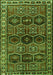 Serging Thickness of Machine Washable Persian Green Traditional Area Rugs, wshtr2831grn