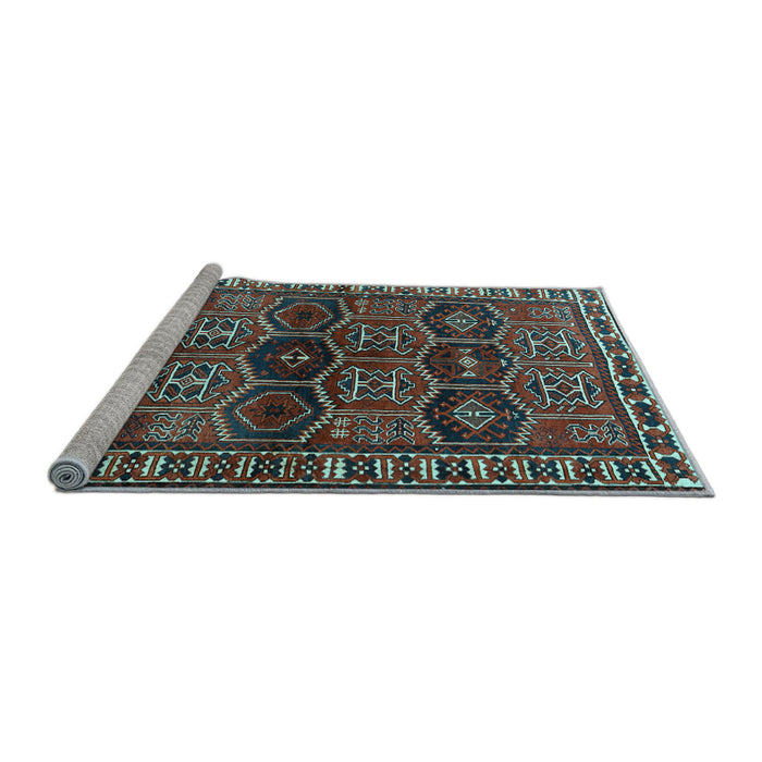 Sideview of Machine Washable Persian Light Blue Traditional Rug, wshtr2831lblu