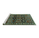 Sideview of Machine Washable Persian Turquoise Traditional Area Rugs, wshtr2831turq