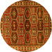 Round Machine Washable Persian Yellow Traditional Rug, wshtr2831yw