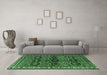 Machine Washable Persian Emerald Green Traditional Area Rugs in a Living Room,, wshtr2831emgrn