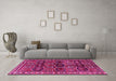 Machine Washable Persian Pink Traditional Rug in a Living Room, wshtr2831pnk