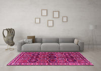 Machine Washable Persian Pink Traditional Rug, wshtr2831pnk