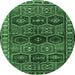 Round Persian Emerald Green Traditional Rug, tr2831emgrn
