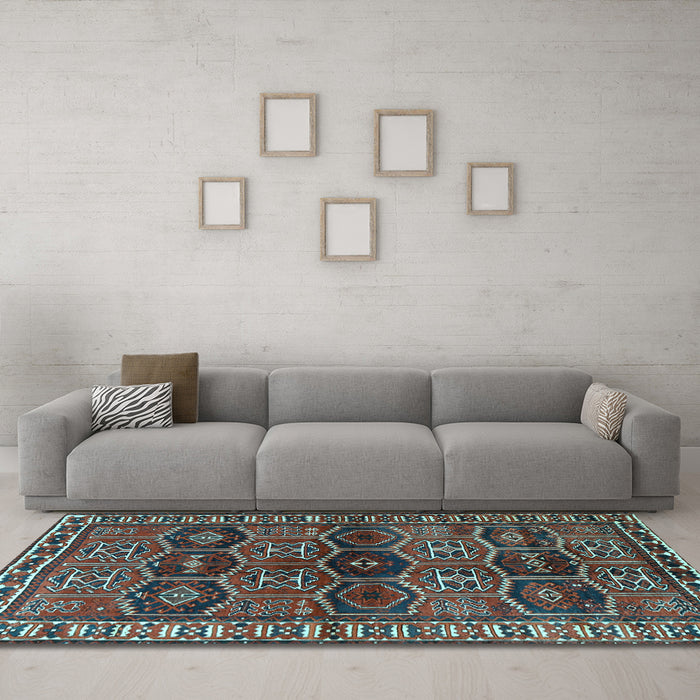 Machine Washable Persian Light Blue Traditional Rug in a Living Room, wshtr2831lblu