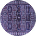 Round Machine Washable Persian Blue Traditional Rug, wshtr2831blu