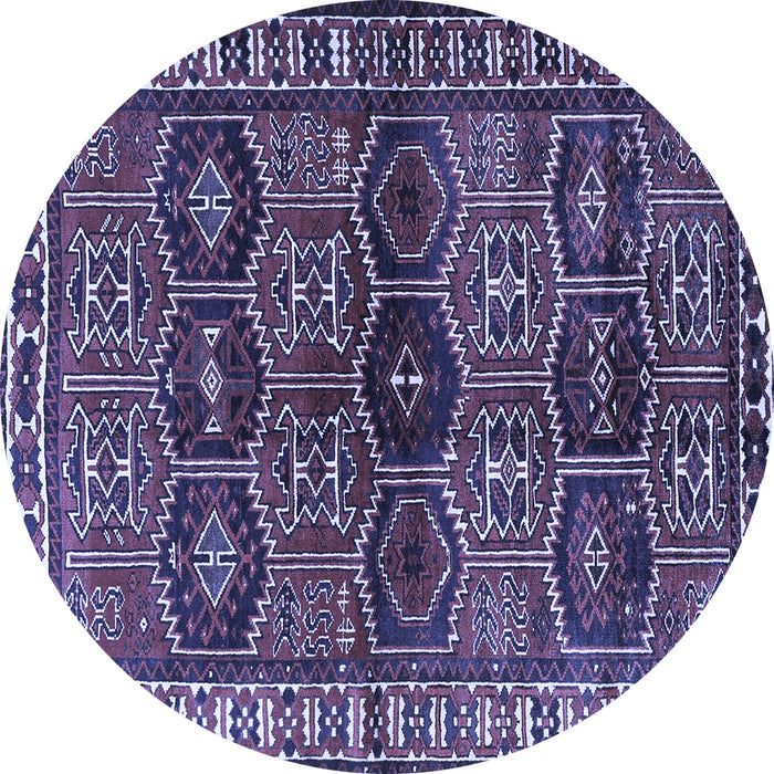 Round Persian Blue Traditional Rug, tr2831blu