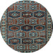 Round Machine Washable Persian Light Blue Traditional Rug, wshtr2831lblu