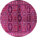 Round Machine Washable Persian Pink Traditional Rug, wshtr2831pnk