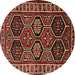 Round Machine Washable Persian Brown Traditional Rug, wshtr2832brn