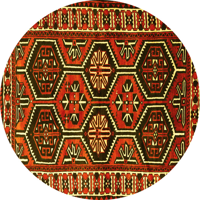 Round Persian Yellow Traditional Rug, tr2832yw