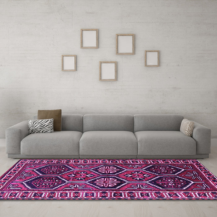 Machine Washable Persian Purple Traditional Area Rugs in a Living Room, wshtr2832pur