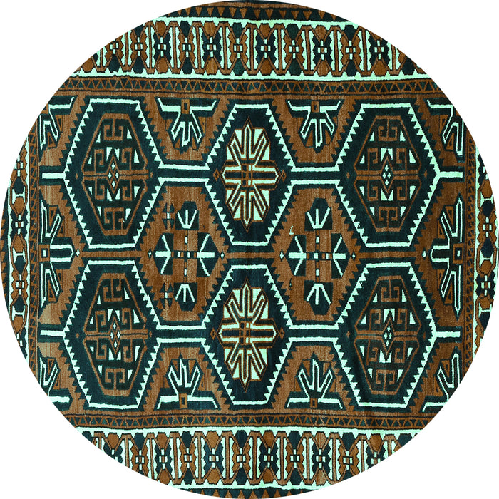 Round Machine Washable Persian Turquoise Traditional Area Rugs, wshtr2832turq
