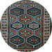 Round Machine Washable Persian Light Blue Traditional Rug, wshtr2832lblu