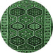 Round Machine Washable Persian Emerald Green Traditional Area Rugs, wshtr2832emgrn