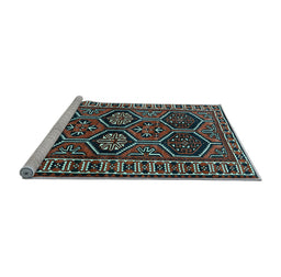 Sideview of Machine Washable Persian Light Blue Traditional Rug, wshtr2832lblu