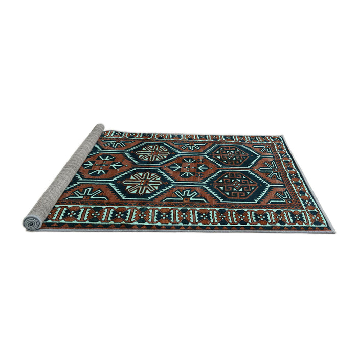Sideview of Machine Washable Persian Light Blue Traditional Rug, wshtr2832lblu