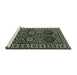 Sideview of Machine Washable Persian Turquoise Traditional Area Rugs, wshtr2832turq