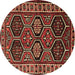 Round Persian Brown Traditional Rug, tr2832brn