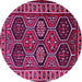 Round Machine Washable Persian Pink Traditional Rug, wshtr2832pnk