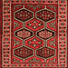 Round Machine Washable Persian Orange Traditional Area Rugs, wshtr2832org