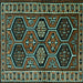 Square Machine Washable Persian Turquoise Traditional Area Rugs, wshtr2832turq